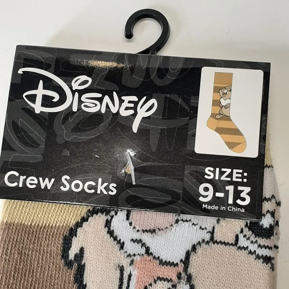 Disney Bambi Thumper Socks Cartoon 2 Pair Adult Men Crew Size 6-12 NWT
